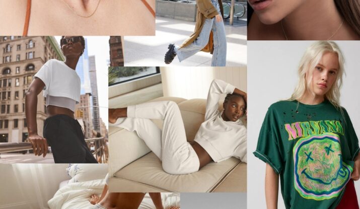 Collage of diverse women modeling trendy casual and streetwear fashion
