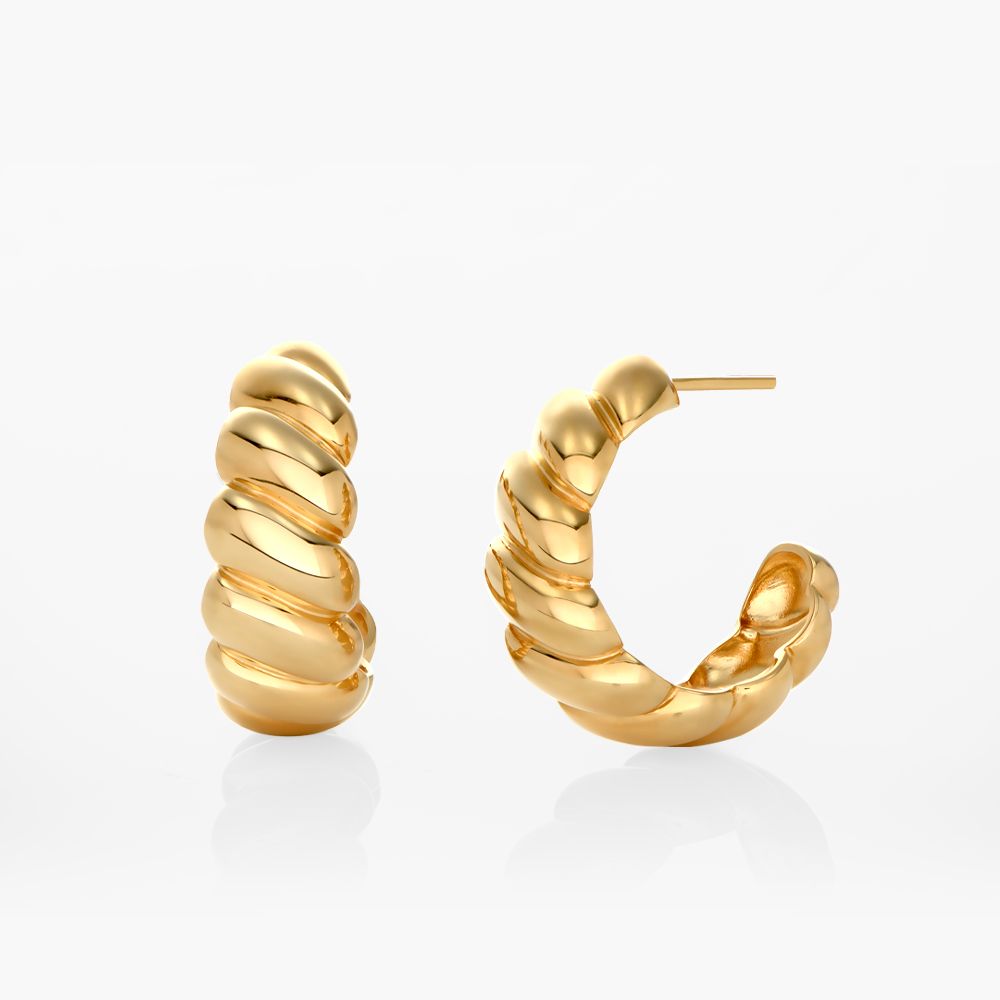Pair of gold twisted hoop earrings