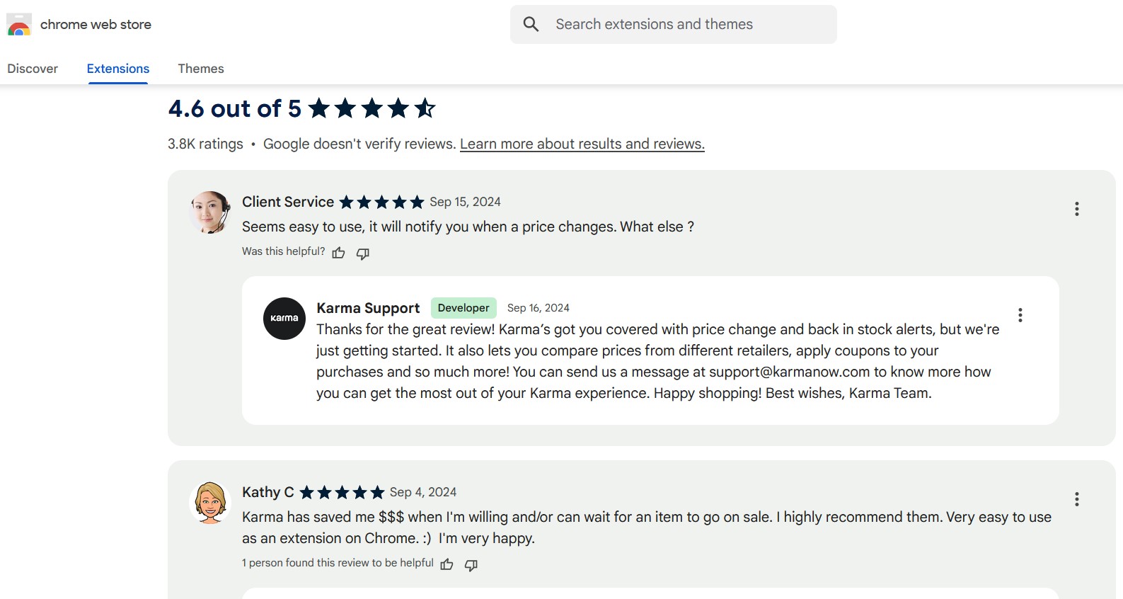 Chrome Web Store showing 4.6 star rating and user reviews