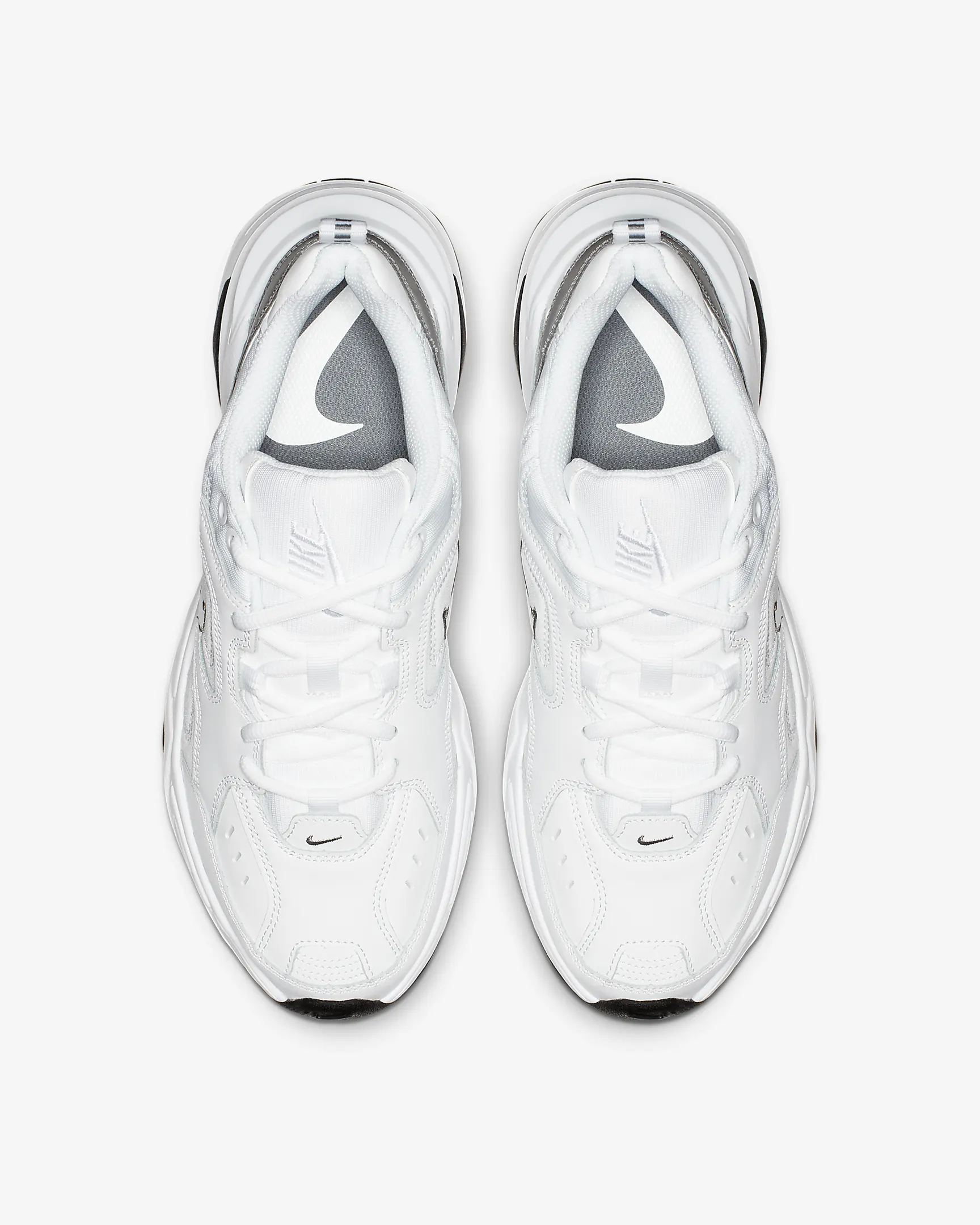 W+NIKE+M2K+TEKNO (3) Pair of white Nike sneakers viewed from above