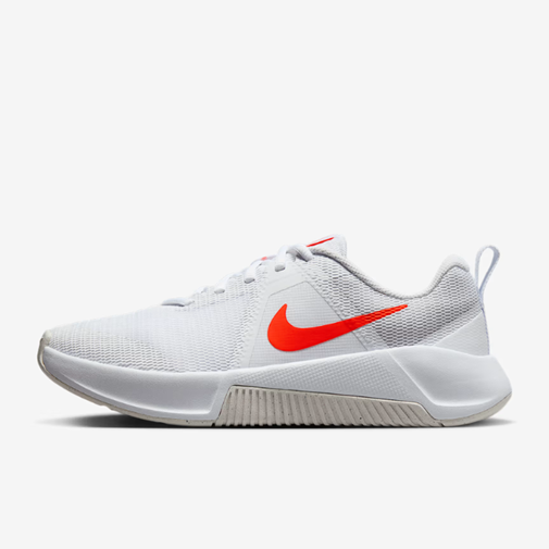 White Nike sneaker with red swoosh logo