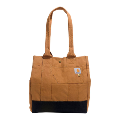 Brown and black Carhartt tote bag with handles